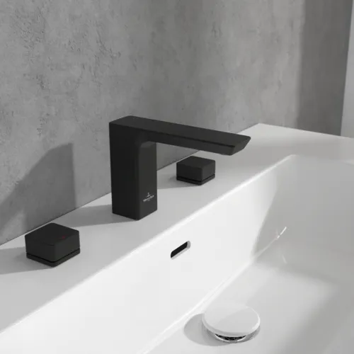 Bild von VILLEROY BOCH Subway 3.0 Dreiloch-Waschtischarmatur ohne Ablaufgarnitur, Matt Black #TVW112005000K5
