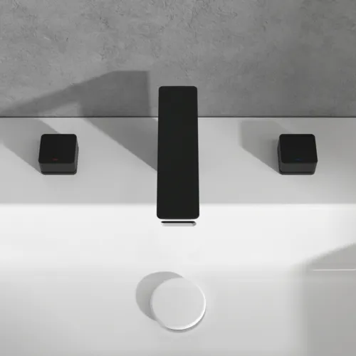 Bild von VILLEROY BOCH Subway 3.0 Dreiloch-Waschtischarmatur ohne Ablaufgarnitur, Matt Black #TVW112005000K5