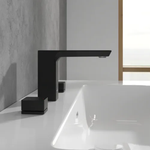 Bild von VILLEROY BOCH Subway 3.0 Dreiloch-Waschtischarmatur ohne Ablaufgarnitur, Matt Black #TVW112005000K5