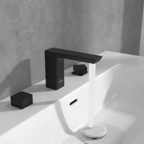 Bild von VILLEROY BOCH Subway 3.0 Dreiloch-Waschtischarmatur ohne Ablaufgarnitur, Matt Black #TVW112005000K5