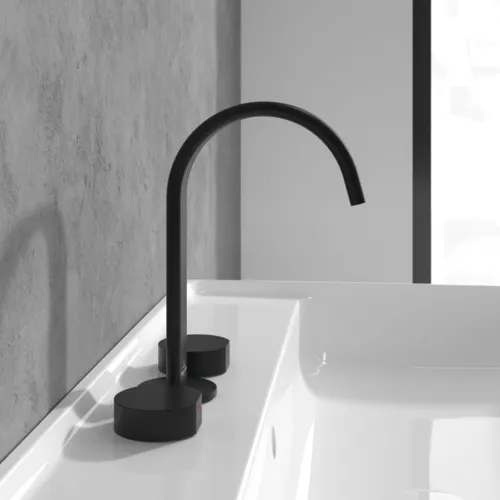 Bild von VILLEROY BOCH Dawn Dreiloch-Waschtischarmatur ohne Ablaufgarnitur, Matt Black #TVZ106005000K5