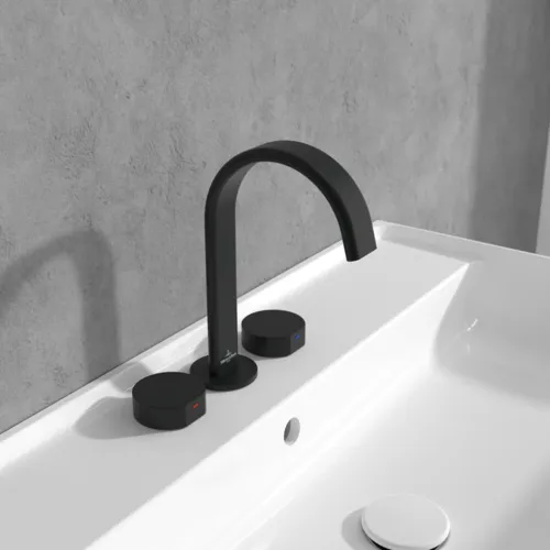 Bild von VILLEROY BOCH Dawn Dreiloch-Waschtischarmatur ohne Ablaufgarnitur, Matt Black #TVZ106005000K5