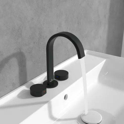 Bild von VILLEROY BOCH Dawn Dreiloch-Waschtischarmatur ohne Ablaufgarnitur, Matt Black #TVZ106005000K5