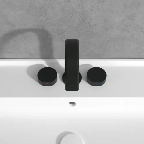 Bild von VILLEROY BOCH Dawn Dreiloch-Waschtischarmatur ohne Ablaufgarnitur, Matt Black #TVZ106005000K5