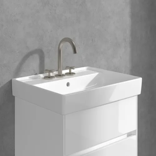Bild von VILLEROY BOCH Loop & Friends Dreiloch-Waschtischarmatur ohne Ablaufgarnitur, Brushed Nickel Matt #TVZ10600900064