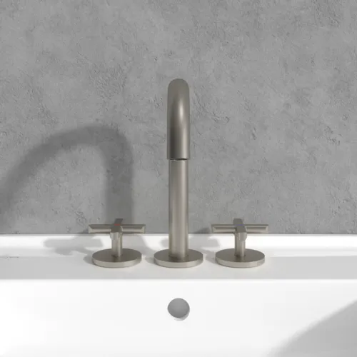 Bild von VILLEROY BOCH Loop & Friends Dreiloch-Waschtischarmatur ohne Ablaufgarnitur, Brushed Nickel Matt #TVZ10600900064