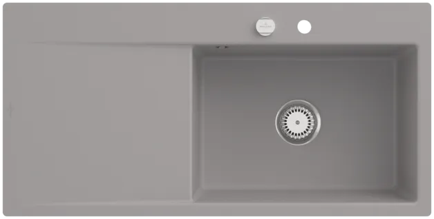 Bild von VILLEROY BOCH Subway Style 60 Flat flächenbündige Spüle, inklusive Ablaufgarnitur mit Excenterbetätigung, aus Keramik, 980 x 490 mm, Fossil CeramicPlus #33612FKD