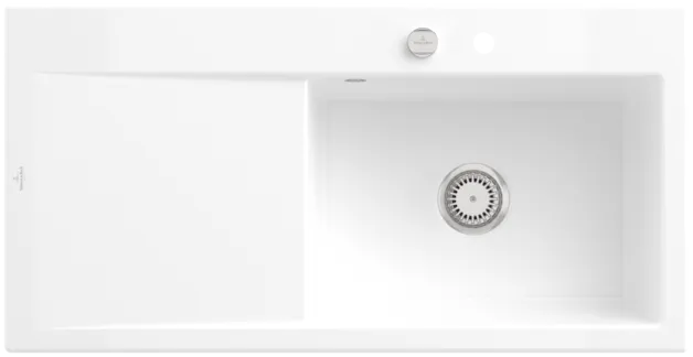 Bild von VILLEROY BOCH Subway Style 60 Einbauspüle, inklusive Ablaufgarnitur mit Excenterbetätigung, aus Keramik, 1000 x 510 mm, Snow White CeramicPlus #336102KG
