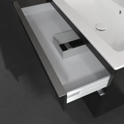 Picture of VILLEROY BOCH Venticello Vanity unit, 2 pull-out compartments, 953 x 590 x 502 mm, Volcano Black / Volcano Black #A92801VL