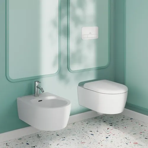 Bild von VILLEROY BOCH Skyla Combi-Pack, wandhängend, mit TwistFlush[e³], Stone White CeramicPlus #5656CLRW