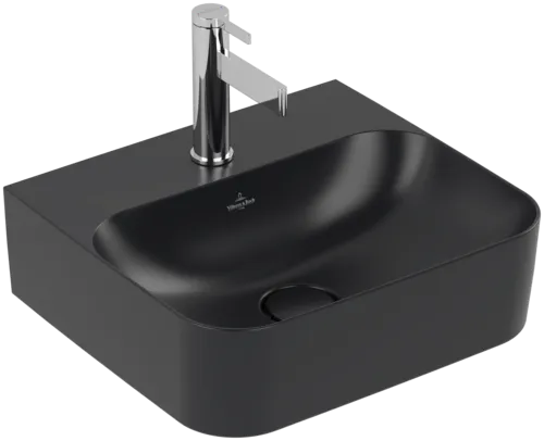 Bild von VILLEROY BOCH Finion Handwaschbecken, 430 x 390 x 140 mm, Pure Black CeramicPlus, ohne Überlauf, Unterseite geschliffen #43644LR7