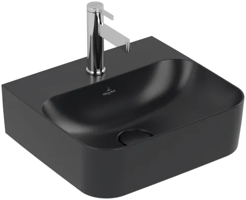 Bild von VILLEROY BOCH Finion Handwaschbecken, 430 x 390 x 140 mm, Pure Black CeramicPlus, ohne Überlauf #436443R7