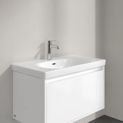 Picture of VILLEROY BOCH Skyla Vanity washbasin, 800 x 460 x 160 mm, Stone White CeramicPlus, with overflow #5A5180RW