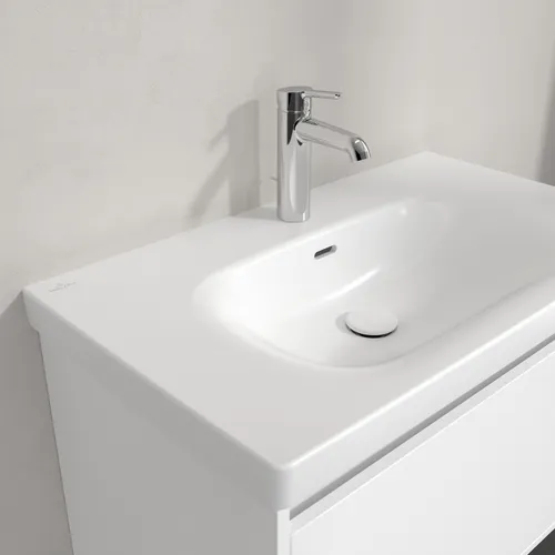 Picture of VILLEROY BOCH Skyla Vanity washbasin, 800 x 460 x 160 mm, Stone White CeramicPlus, with overflow #5A5180RW