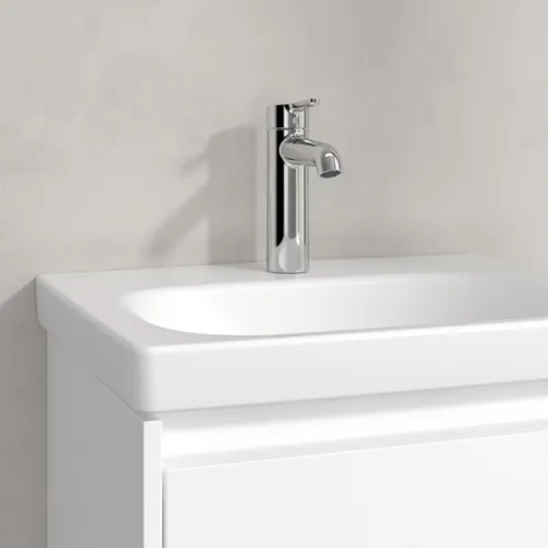 Picture of VILLEROY BOCH Skyla Washbasin, 445 x 550 x 150 mm, Stone White CeramicPlus, without overflow #5A5156RW