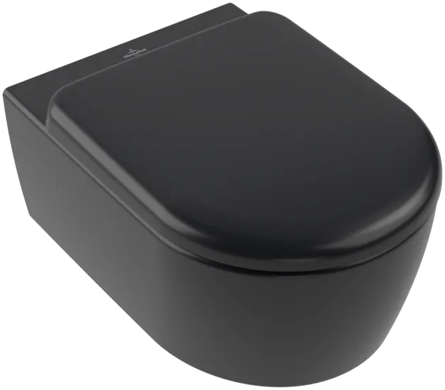 Bild von VILLEROY BOCH Skyla Combi-Pack, wandhängend, mit TwistFlush[e³], Pure Black CeramicPlus #5656CLR7