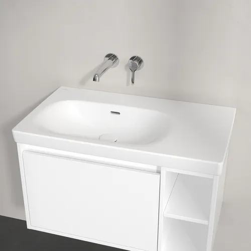 Bild von VILLEROY BOCH Skyla Schrankwaschtisch, 800 x 460 x 160 mm, Stone White CeramicPlus, mit Überlauf #5A52L3RW