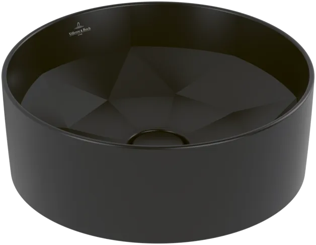 Bild von VILLEROY BOCH Octagon Aufsatzwaschbecken, 418 x 418 x 150 mm, Pure Black CeramicPlus, ohne Überlauf #5A5640R7