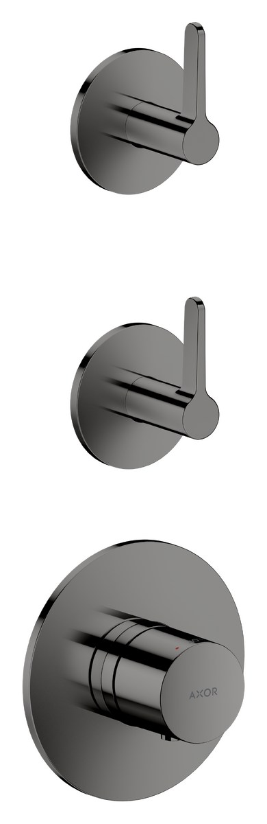 Bild von HANSGROHE AXOR One Thermostatmodul Unterputz für 2 Verbraucher mit Hebelgriff #48722330 - Polished Black Chrome