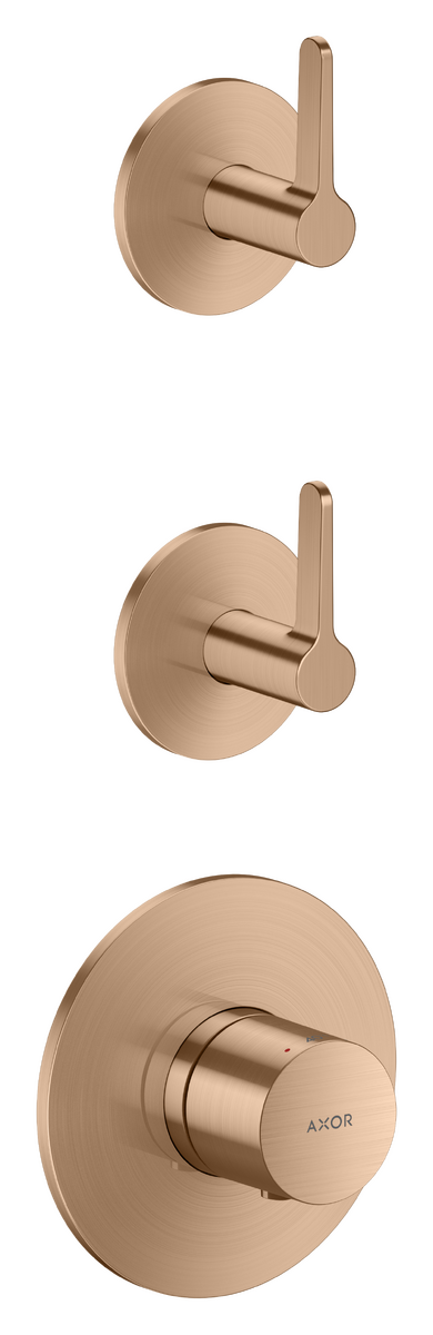 Bild von HANSGROHE AXOR One Thermostatmodul Unterputz für 2 Verbraucher mit Hebelgriff #48722310 - Brushed Red Gold