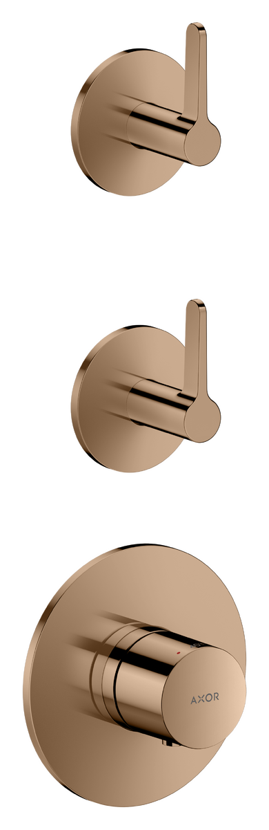 Bild von HANSGROHE AXOR One Thermostatmodul Unterputz für 2 Verbraucher mit Hebelgriff #48722300 - Polished Red Gold