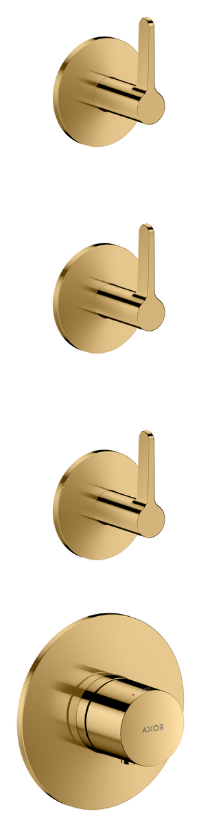 Bild von HANSGROHE AXOR One Thermostatmodul Unterputz für 3 Verbraucher mit Hebelgriff #48723990 - Polished Gold Optic
