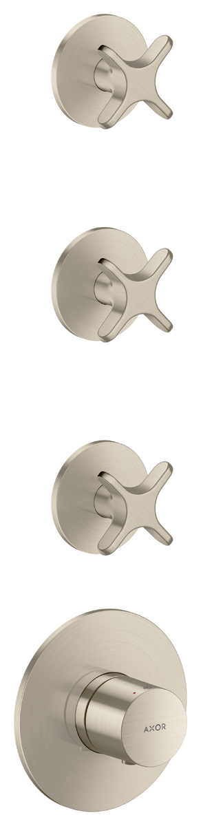 Bild von HANSGROHE AXOR One Thermostatmodul Unterputz für 3 Verbraucher mit Kreuzgriff #48713820 - Brushed Nickel