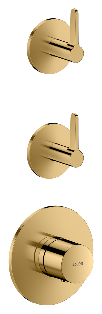 Bild von HANSGROHE AXOR One Thermostatmodul Unterputz für 2 Verbraucher mit Hebelgriff #48722990 - Polished Gold Optic