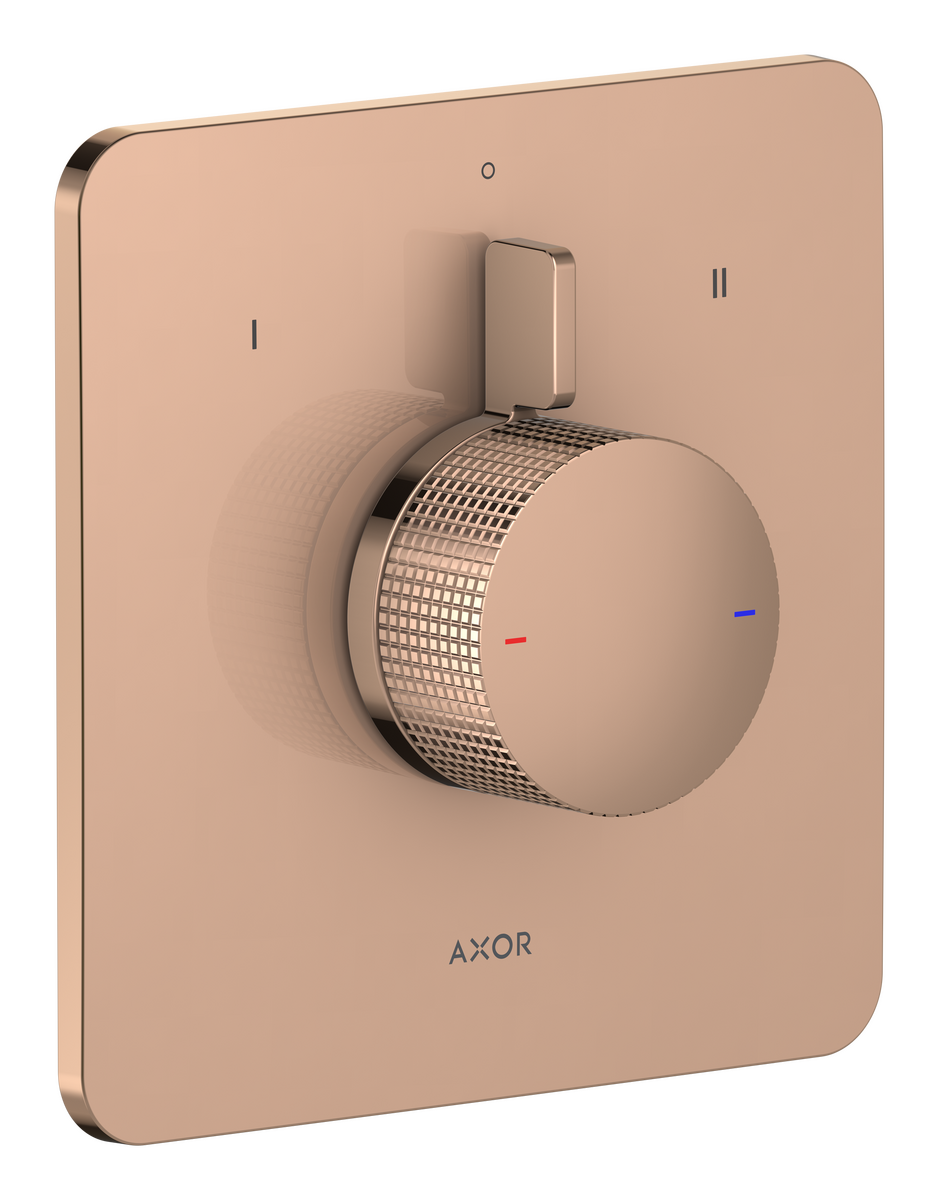 Picture of HANSGROHE AXOR Citterio C Mixer for concealed installation for 2 functions - cubic cut #49451300 - Polished Red Gold