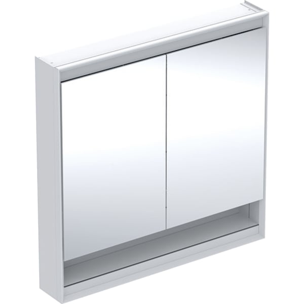 GEBERIT ONE Spiegelschrank mit Nische und ComfortLight, mit zwei Türen, AP-Montage, Höhe 90 cm #505.833.00.2 - weiß / Aluminium pulverbeschichtet