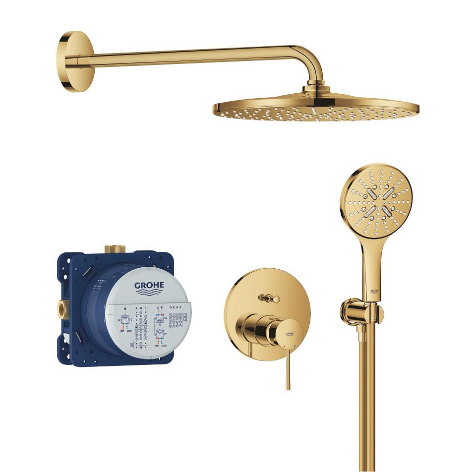 Bild von GROHE Essence Duschsystem Unterputz mit Rainshower Mono 310 #25287GL0 - cool sunrise