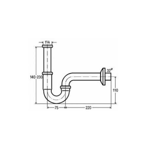 VIEGA Plus Röhrensifon mit verlängertem Tauchrohr 101572 - chrom 5611.5