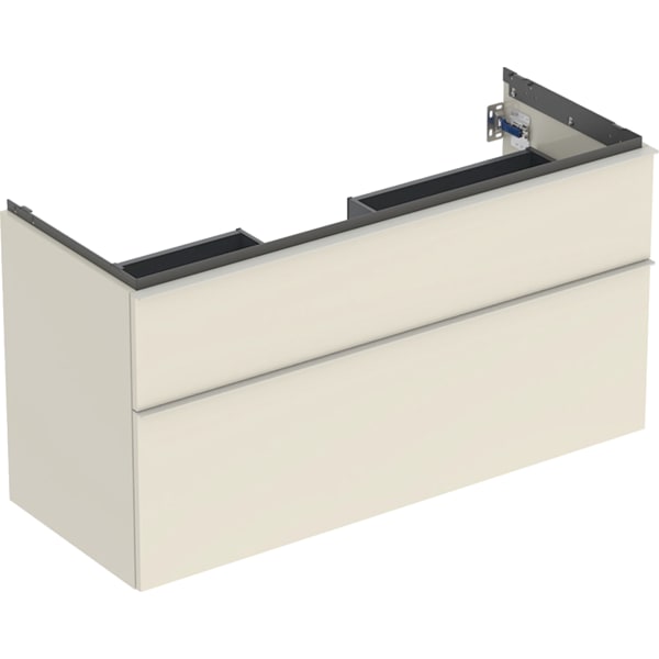 GEBERIT iCon Unterschrank für Waschtisch, mit zwei Schubladen #502.306.JL.1 - Korpus und Front: sand-grau / lackiert hochglänzend Griff: sand-grau / pulverbeschichtet matt
