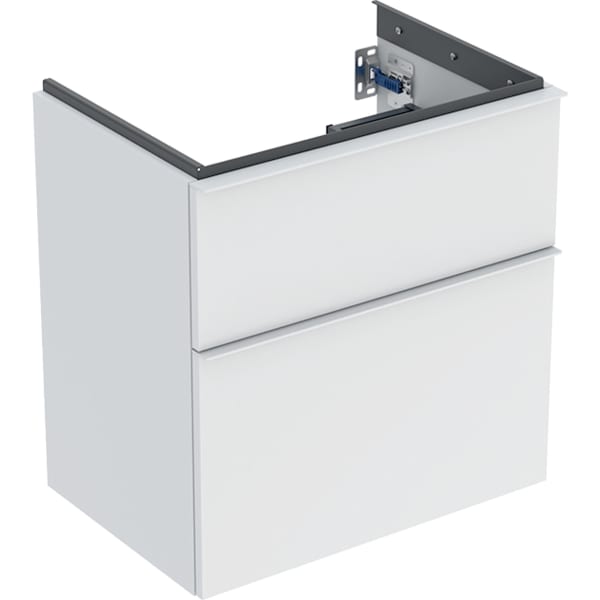 GEBERIT iCon Unterschrank für Waschtisch, mit zwei Schubladen, verkürzte Ausladung #502.307.01.3 - Korpus und Front: weiß / lackiert matt Griff: weiß / pulverbeschichtet matt