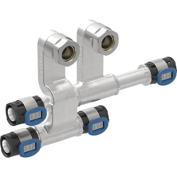 GEBERIT FlowFit Set Anschluss-T-Stücke für Vor- und Rücklauf, mit Anschlussverschraubung für Eurokonus #619.440.22.2