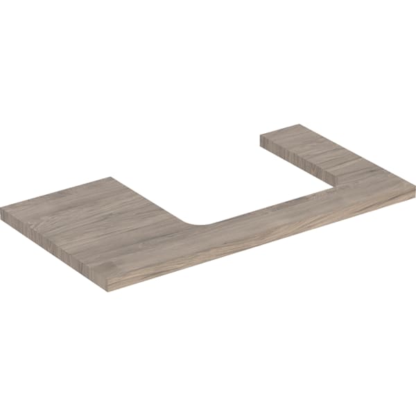 GEBERIT ONE Waschtischplatte mit Ausschnitt, für Aufsatzwaschtisch rechteckig #505.323.00.6 - Nussbaum hickory / Melamin Holzstruktur