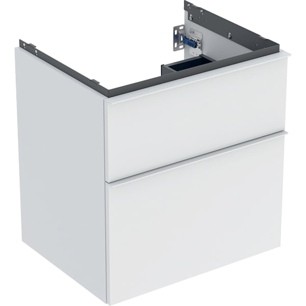 GEBERIT iCon Unterschrank für Waschtisch, mit zwei Schubladen #502.303.01.3 - Korpus und Front: weiß / lackiert matt Griff: weiß / pulverbeschichtet matt