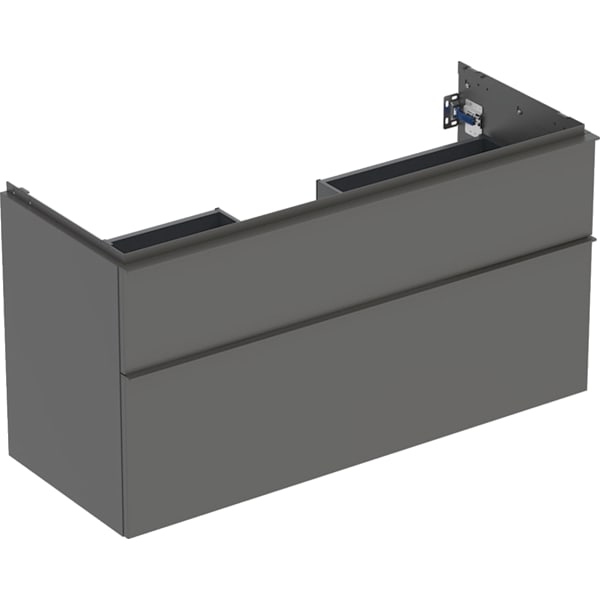 GEBERIT iCon Unterschrank für Waschtisch, mit zwei Schubladen #502.306.JK.1 - Korpus und Front: lava / lackiert matt Griff: lava / pulverbeschichtet matt