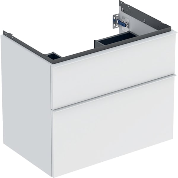 GEBERIT iCon Unterschrank für Waschtisch, mit zwei Schubladen #502.304.01.3 - Korpus und Front: weiß / lackiert matt Griff: weiß / pulverbeschichtet matt