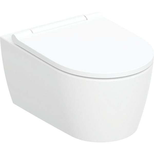 GEBERIT ONE Set Wand-WC Tiefspüler, geschlossenes Keramikdesign, TurboFlush, mit WC-Sitz #500.201.01.1 - WC-Keramik: weiß / KeraTect Designabdeckung: weiß
