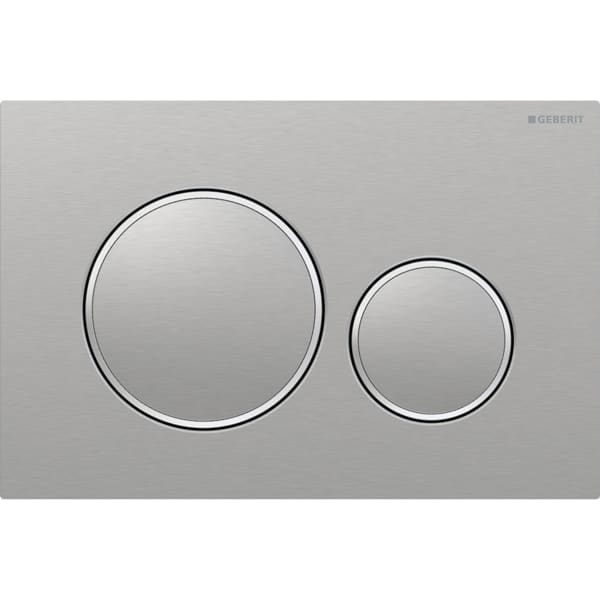 GEBERIT Sigma20 Betätigungsplatte für 2-Mengen-Spülung, Round, verschraubbar #115.889.SN.1 - Platte und Tasten: gebürstet, easy-to-clean-beschichtet Designringe: poliert