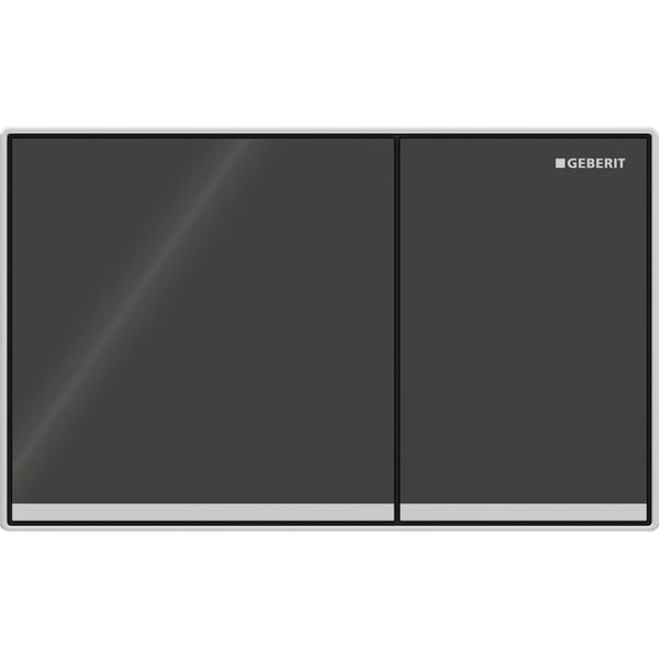 GEBERIT Sigma60 Betätigungsplatte für 2-Mengen-Spülung, Square, flächenbündig #115.640.SJ.1 - Tasten: schwarz Designstreifen: verspiegelt Rahmen: hochglanz-verchromt