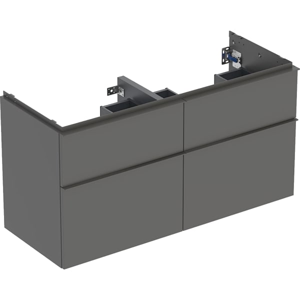GEBERIT iCon Unterschrank für Doppelwaschtisch, mit vier Schubladen #502.309.JK.1 - Korpus und Front: lava / lackiert matt Griff: lava / pulverbeschichtet matt