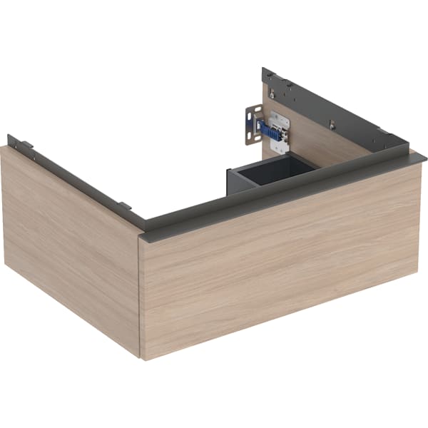 GEBERIT iCon Unterschrank für Waschtisch, mit einer Schublade #502.310.JH.1 - Korpus und Front: Eiche / Melamin Holzstruktur Griff: lava / pulverbeschichtet matt