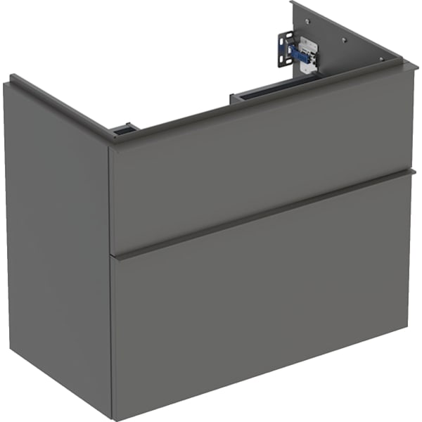 GEBERIT iCon Unterschrank für Waschtisch, mit zwei Schubladen, verkürzte Ausladung #502.308.JK.1 - Korpus und Front: lava / lackiert matt Griff: lava / pulverbeschichtet matt