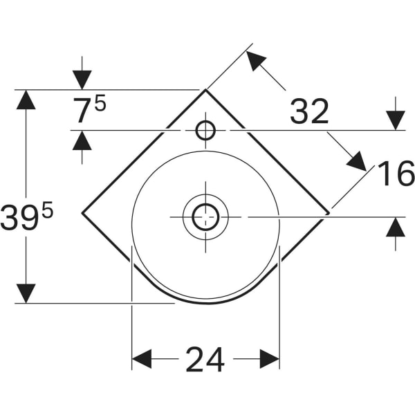 GEBERIT Renova Compact Eckhandwaschbecken #276132600 - weiß / KeraTect