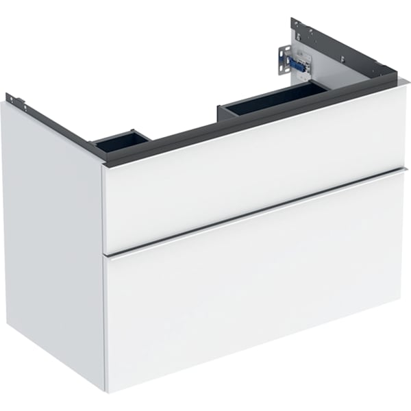 GEBERIT iCon Unterschrank für Waschtisch, mit zwei Schubladen #502.305.01.2 - Korpus und Front: weiß / lackiert hochglänzend Griff: hoch-glanzverchromt
