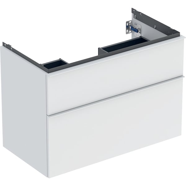 GEBERIT iCon Unterschrank für Waschtisch, mit zwei Schubladen #502.305.01.3 - Korpus und Front: weiß / lackiert matt Griff: weiß / pulverbeschichtet matt