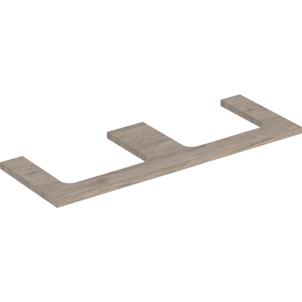 GEBERIT ONE Waschtischplatte mit Ausschnitt, für Aufsatzwaschtisch rechteckig #505.286.00.6 - Nussbaum hickory / Melamin Holzstruktur