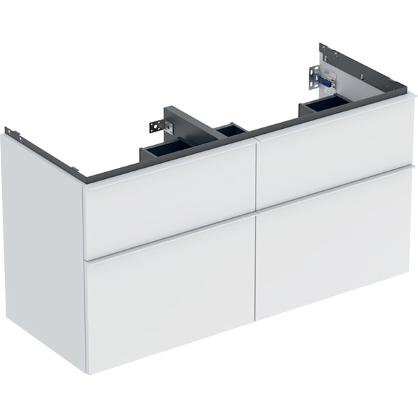 GEBERIT iCon Unterschrank für Doppelwaschtisch, mit vier Schubladen #502.309.01.3 - Korpus und Front: weiß / lackiert matt Griff: weiß / pulverbeschichtet matt